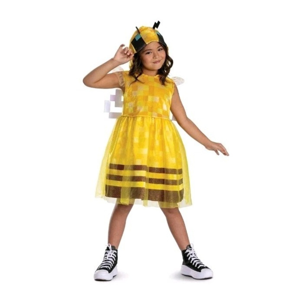 Minecraft Bee Girl Hooded Child Costume Dress Size Medium 7/8